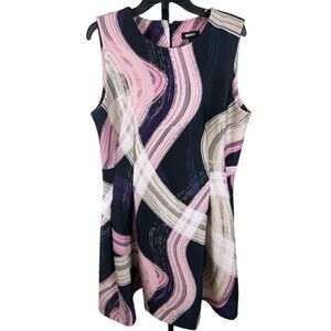DKNY Women's Abstract Print Scuba Sleeveless Dress Career‎ Casual Size 14